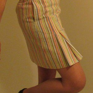 CLARE HARE (from Derlen) Rainbow Seersucker Fitted Flare Skirt, Size 6